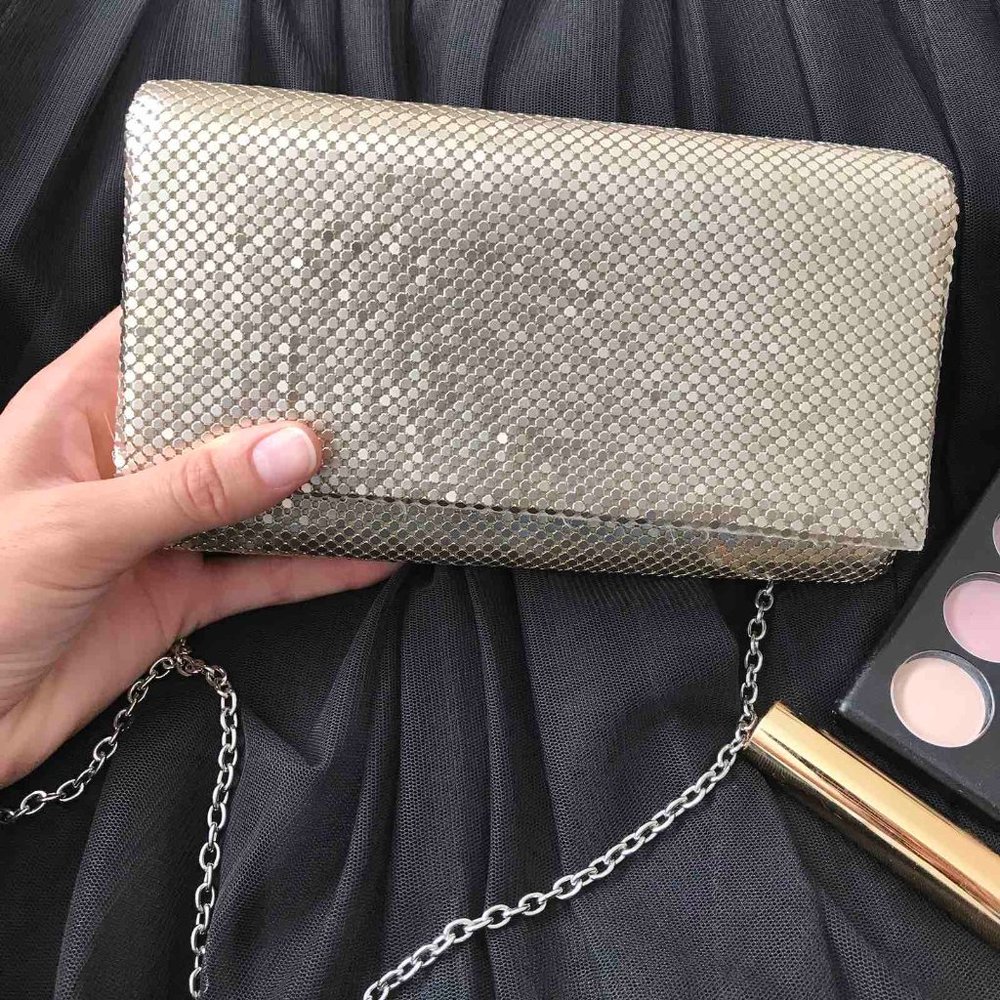 Jessica McClintock Clutch Silver Metallic